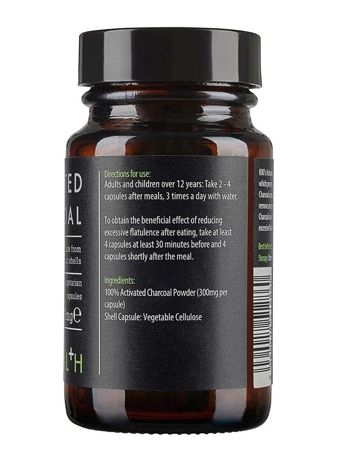 KIKI Health - Activated Charcoal Capsules Food Supplement Made From Coconut Shells 50 Vegetarian Capsules 300Mg - Image 1