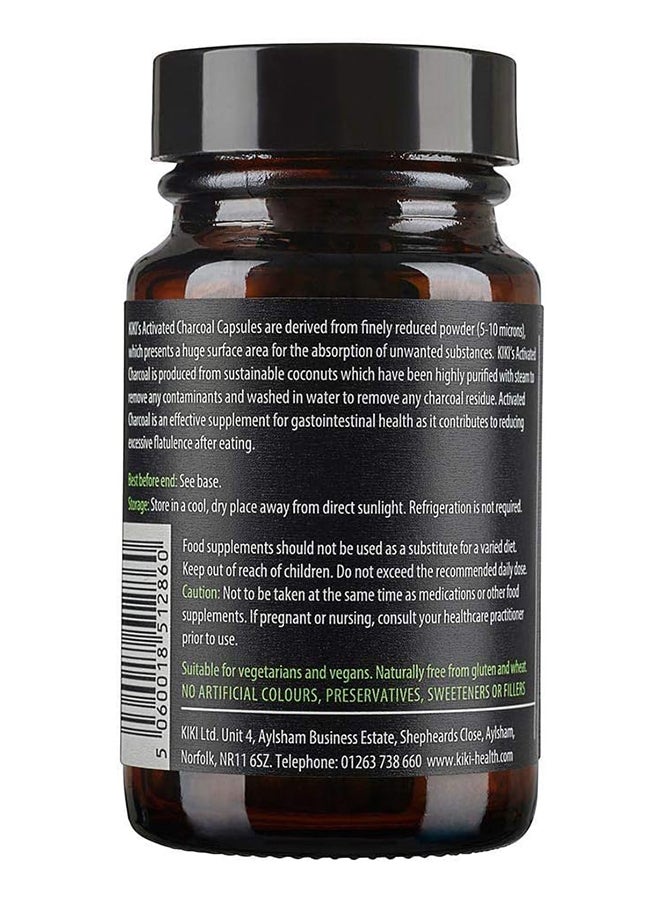 KIKI Health - Activated Charcoal Capsules Food Supplement Made From Coconut Shells 50 Vegetarian Capsules 300Mg - Image 1