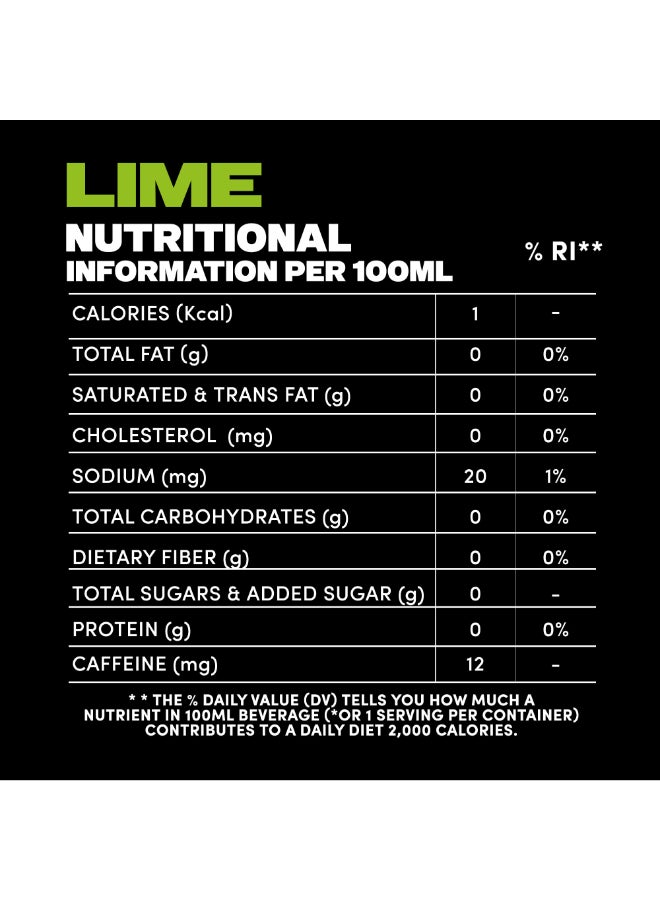Pepsi - Zero Lime Flavor No Sugar Carbonated Soft Drink Can Lime Yellow 330.0ml Pack of 6 - Image 1