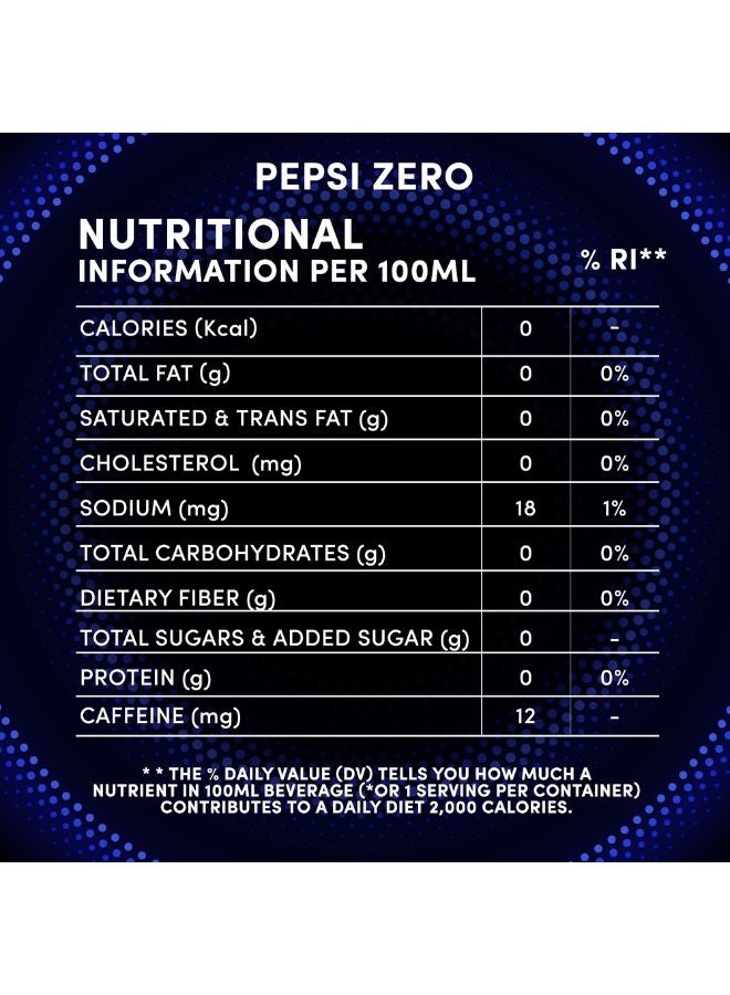 Pepsi - Carbonated Soft Drink Zero Calories And No Sugar Cans 330ml Pack of 6 - Image 1