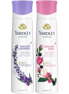 Yardley Pack Of 2 Body Spray Lavender With Rose 150ml  - Image 2