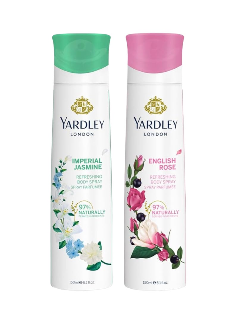 ياردلي بخاخ للجسم بعطر الأزهار والياسمين مجموعة من قطعتين 150ملليلتر - Image 1