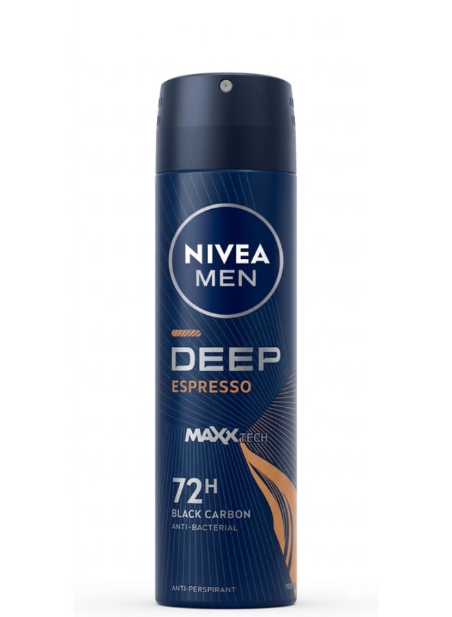 Nivea Deep Black Carbon Espresso Anti-Persirant Spray 150ml - Image 1