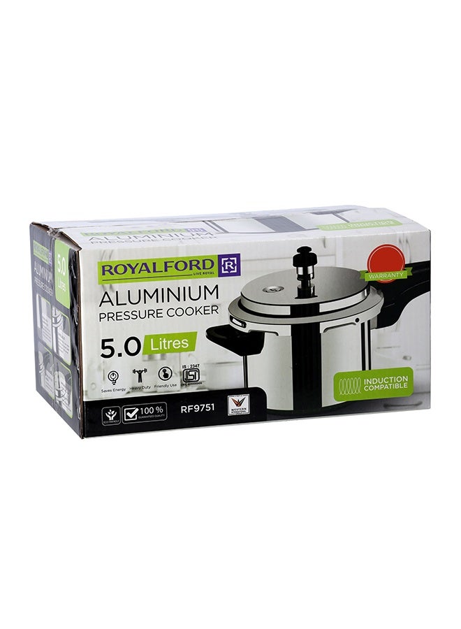 Royalford 5L Aluminium Pressure Cooker Induction Compaitable Uniform Heating Convenient To Use Multicolour 38 x 25 x 20cm 