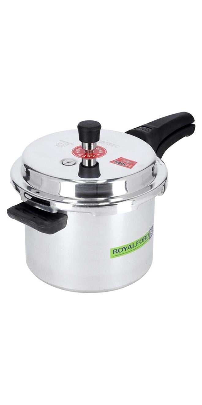 Royalford 5L Aluminium Pressure Cooker Induction Compaitable Uniform Heating Convenient To Use Multicolour 38 x 25 x 20cm - Image 1