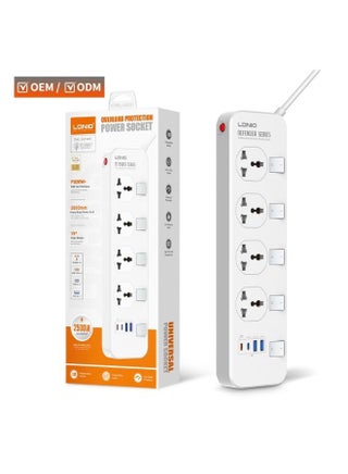 SC4408 Defender Series 2500W Surge Protector Power Strip, 4 Sockets with Independent Switches, 3.4A Fast Charging, 2 USB-A + 2 USB-C (PD) Ports, Multifunction Extension Socket, Medium Size - UAE ECAS Safety Certified White 2meter - view 5
