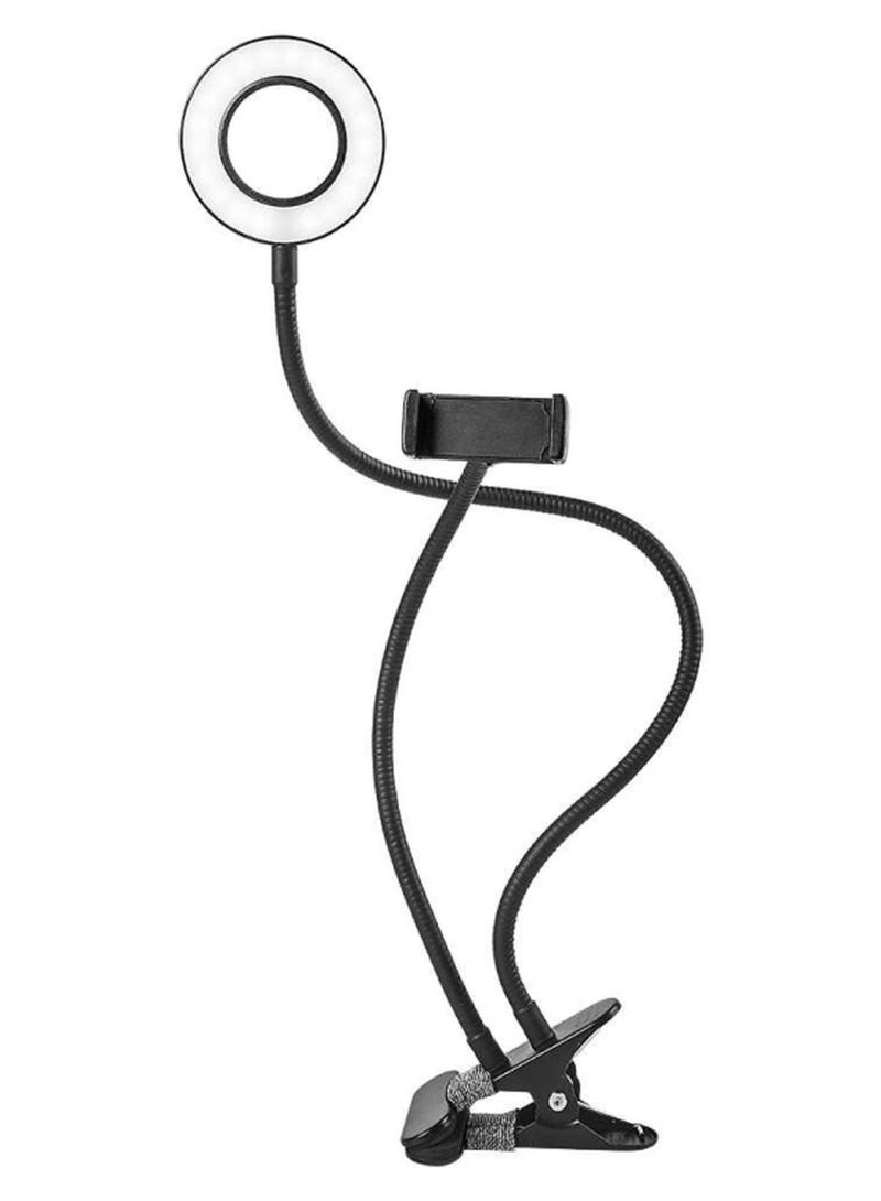 Trands Selfie LED Ring Light With Flexible Mobile Phone Holder Black - Image 1