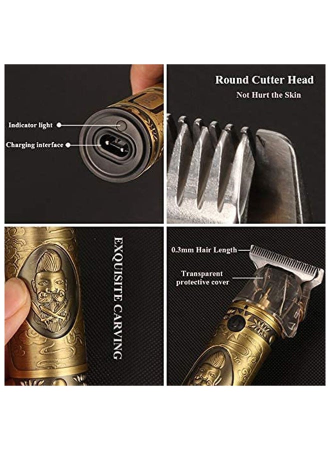 Kemei 7-Piece Professional Adjustable Blade Clipper Set 700B Gold/Black 64x30x40cm - Image 5