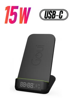 Goui 15W Ultra Fast Wireless Charging Stand With Clock Black  - Image 1