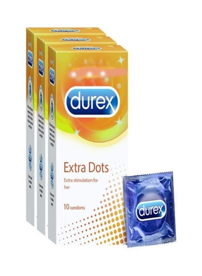 دوريكس عبوة واقي ذكري إكسترا دوتس من 10 قطع (مجموعة من 3 عبوات)