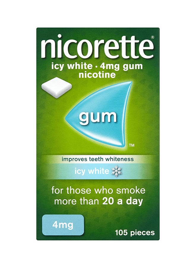 nicorette 105-Piece Icy White Teeth Whiteness And Smoking Aid Chewing Gum 4Mg  - Image 1