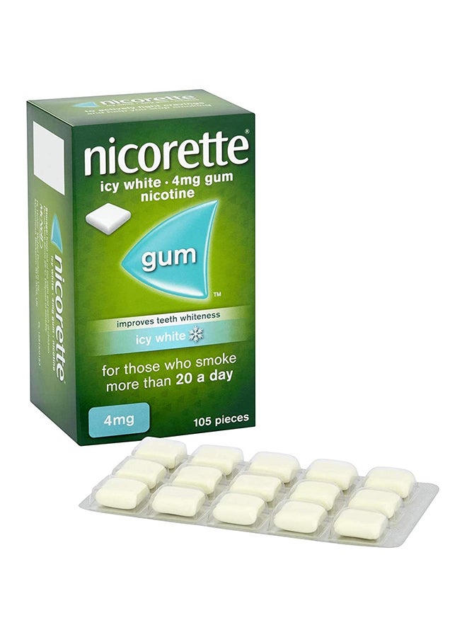 nicorette 105-Piece Icy White Teeth Whiteness And Smoking Aid Chewing Gum 4Mg  - Image 2