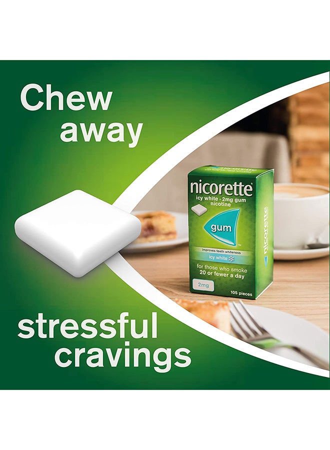 nicorette 105-Piece Icy White Teeth Whiteness And Smoking Aid Chewing Gum 4Mg  - Image 3