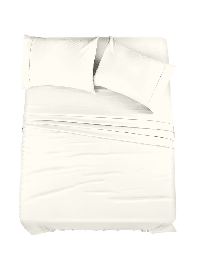 CASAVIA 4-Piece 400 Thread Count 100% Cotton Solid Luxury Queen Size Bed Sheet Set Includes 1xFitted Sheet 60x80+15 inch 2xPillow Cover 20x30 inch 1xFlat Sheet Cotton Cotton Cream 90x102inch  - Image 1