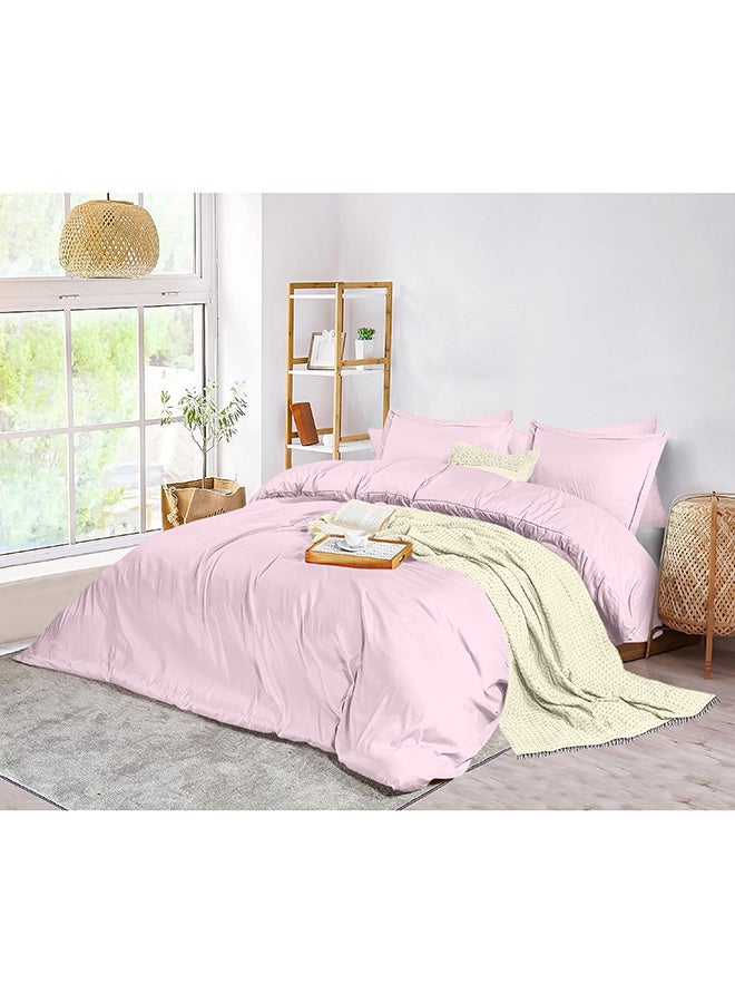 CASAVIA 3-Piece 400 Thread Count 100% Cotton Solid Luxury Queen Size Duvet Cover Set Includes 2xPillow Cover 20x26 inch, 1xDuvet Cover Cotton Light Pink 90x90inch  - Image 2
