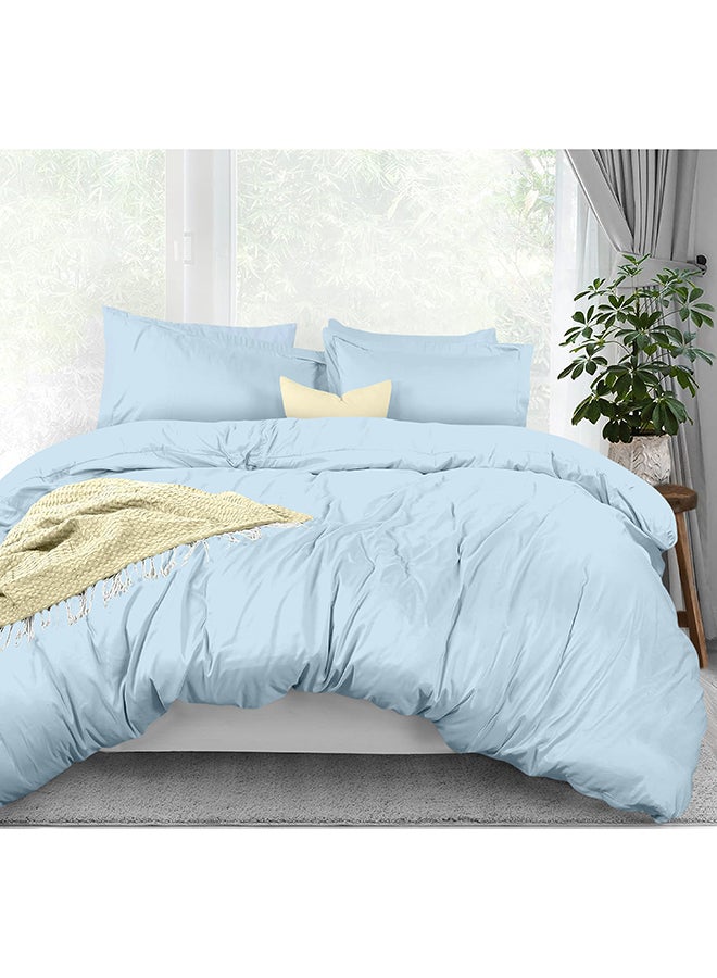 CASAVIA 3-Piece 400 Thread Count 100% Cotton Solid Luxury King Size Duvet Cover Set Includes 2xPillow Cover 20x36 inch, 1xDuvet Cover Cotton Light Blue 104x90inch  - Image 1