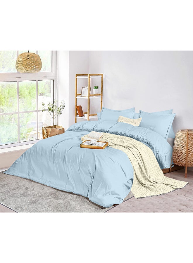 CASAVIA 3-Piece 400 Thread Count 100% Cotton Solid Luxury King Size Duvet Cover Set Includes 2xPillow Cover 20x36 inch, 1xDuvet Cover Cotton Light Blue 104x90inch  - Image 2