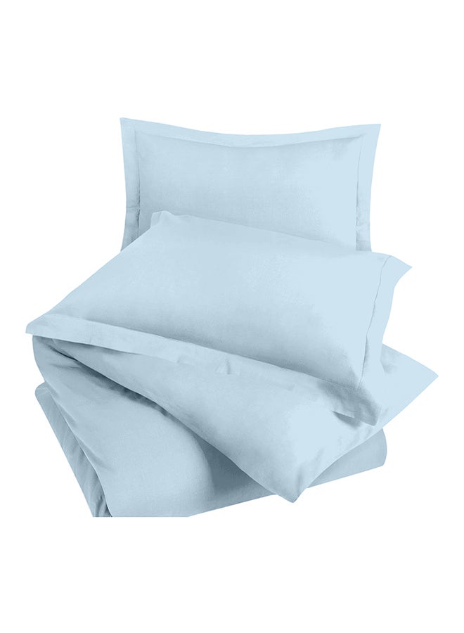 CASAVIA 3-Piece 400 Thread Count 100% Cotton Solid Luxury King Size Duvet Cover Set Includes 2xPillow Cover 20x36 inch, 1xDuvet Cover Cotton Light Blue 104x90inch  - Image 4