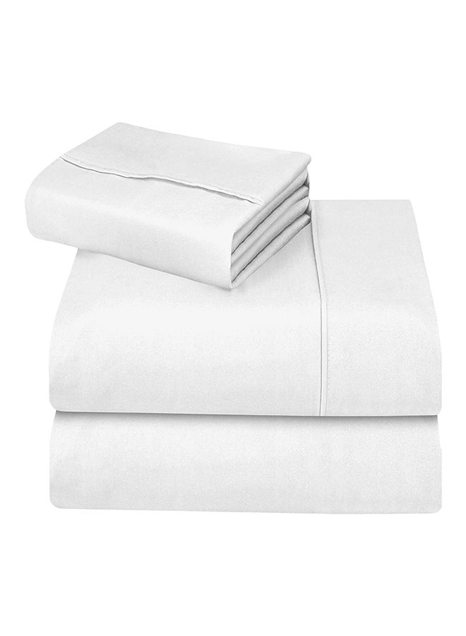 CASAVIA 3-Piece 400 Thread Count 100% Cotton Solid Luxury Twin Size Bed Sheet Set Includes 1xFitted Sheet 39x75+14 inch 1xPillow Cover 20x30 inch 1xFlat Sheet Cotton Cotton White 66x96inch  - Image 4