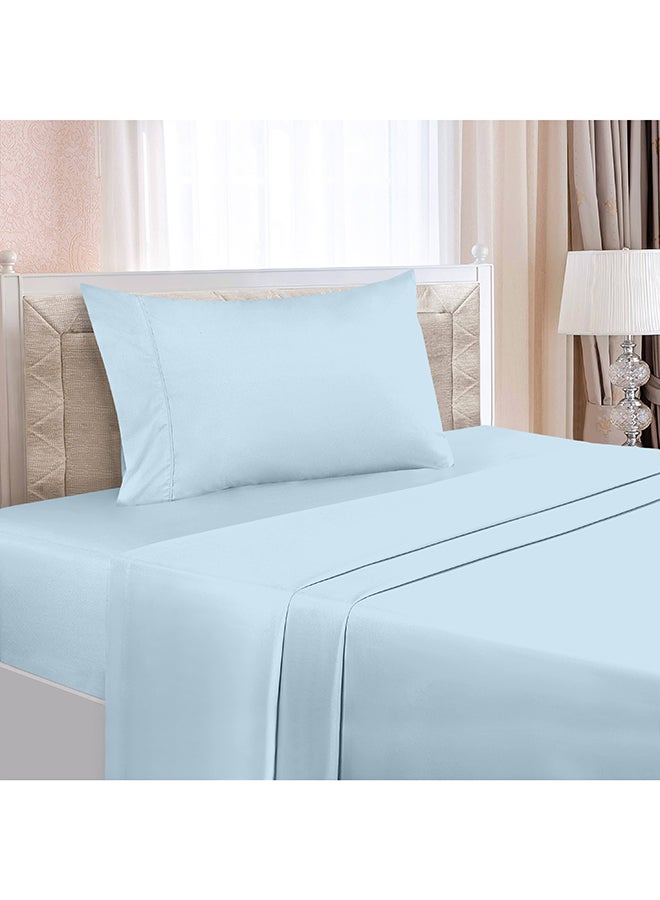 CASAVIA 3-Piece 400 Thread Count 100% Cotton Solid Luxury Twin Size Bed Sheet Set Includes 1xFitted Sheet 39x75+14 inches 1xPillow Cover 20x30 inch 1xFlat Sheet Cotton Cotton Light Blue 66x96inch  - Image 2