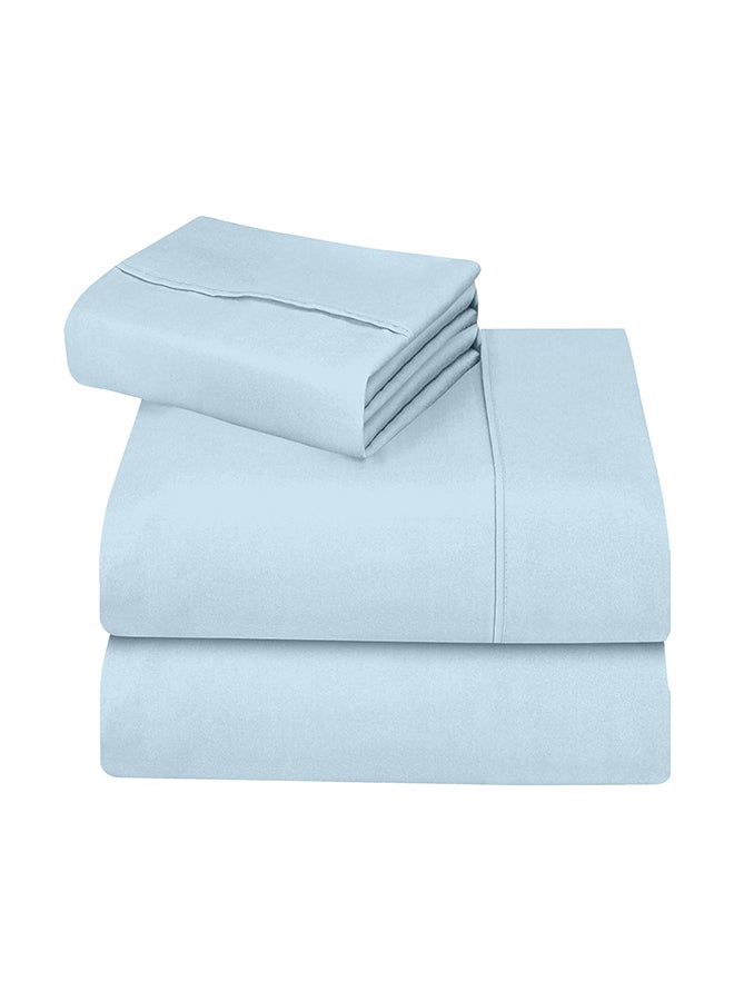 CASAVIA 3-Piece 400 Thread Count 100% Cotton Solid Luxury Twin Size Bed Sheet Set Includes 1xFitted Sheet 39x75+14 inches 1xPillow Cover 20x30 inch 1xFlat Sheet Cotton Cotton Light Blue 66x96inch  - Image 4