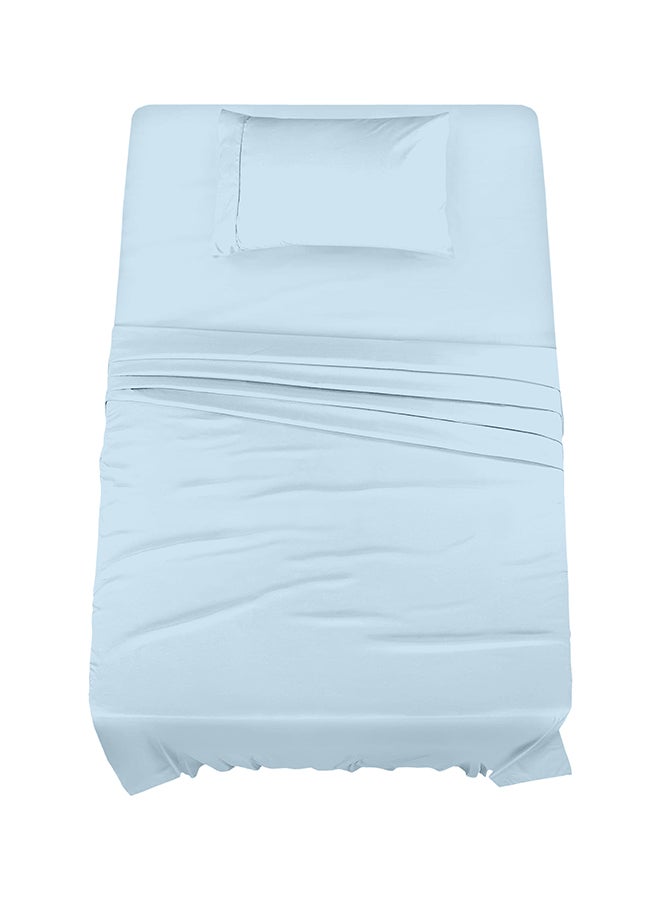 CASAVIA 3-Piece 400 Thread Count 100% Cotton Solid Luxury Twin Size Bed Sheet Set Includes 1xFitted Sheet 39x75+14 inches 1xPillow Cover 20x30 inch 1xFlat Sheet Cotton Cotton Light Blue 66x96inch  - Image 1