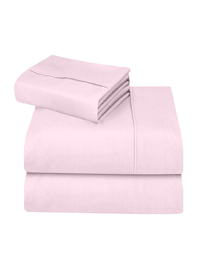 CASAVIA 3-Piece 400 Thread Count 100% Cotton Solid Luxury Twin Size Bed Sheet Set Includes 1xFitted Sheet 39x75+14 inch 1xPillow Cover 20x30 inch 1xFlat Sheet Cotton Cotton Pink 66x96inch  - Image 4