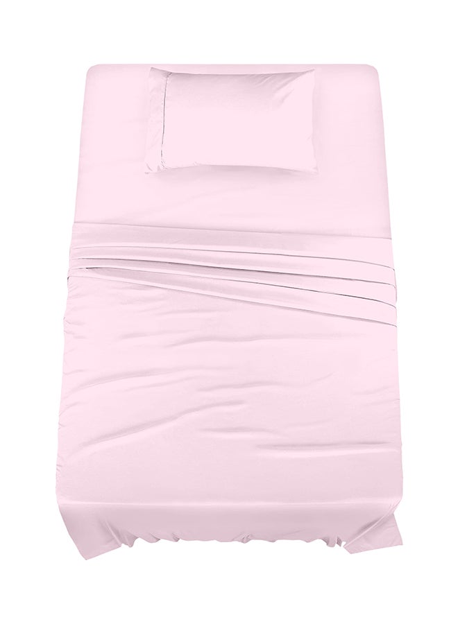 CASAVIA 3-Piece 400 Thread Count 100% Cotton Solid Luxury Twin Size Bed Sheet Set Includes 1xFitted Sheet 39x75+14 inch 1xPillow Cover 20x30 inch 1xFlat Sheet Cotton Cotton Pink 66x96inch  - Image 1