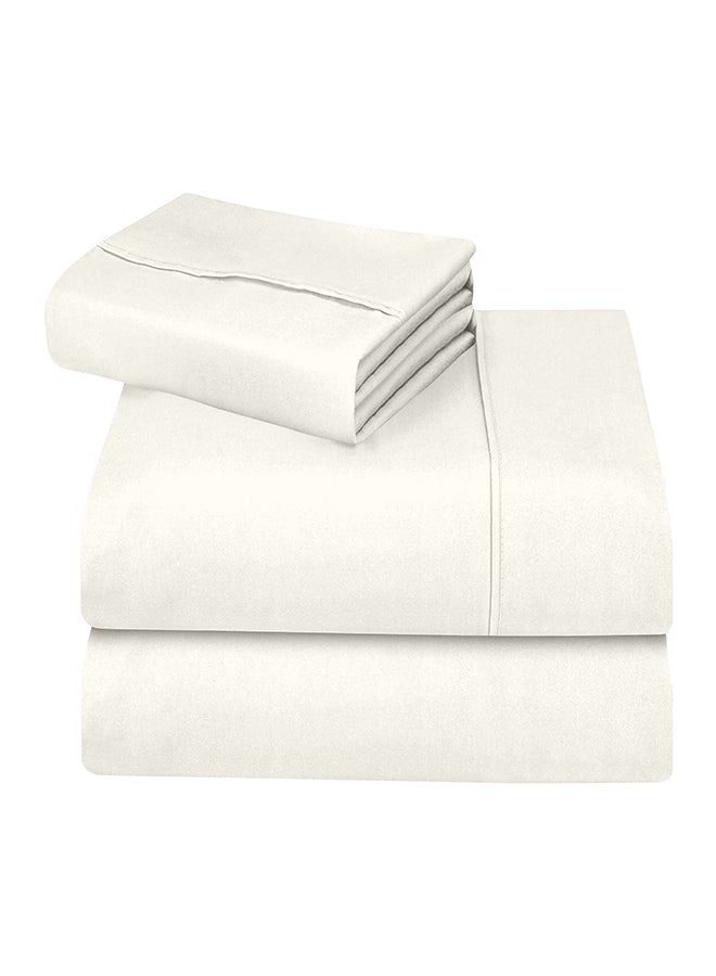 CASAVIA 3-Piece 400 Thread Count 100% Cotton Solid Luxury Twin Size Bed Sheet Set Includes 1xFitted Sheet 39x75+14 inch1xPillow Cover 20x30 inch 1xFlat Sheet Cotton Cotton Cream 66x96inch  - Image 4