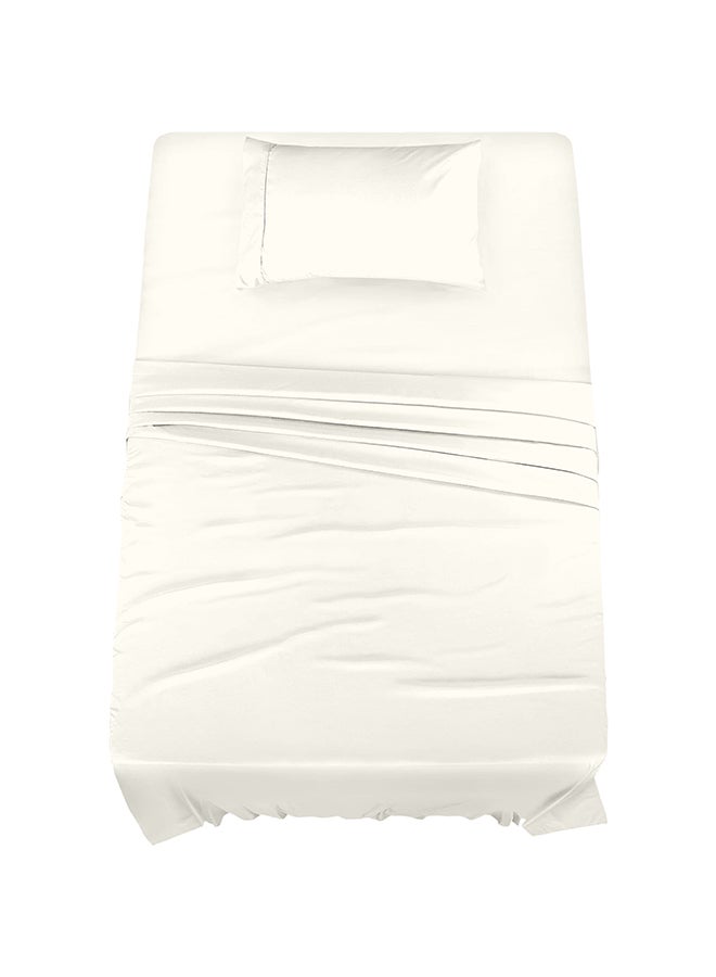 CASAVIA 3-Piece 400 Thread Count 100% Cotton Solid Luxury Twin Size Bed Sheet Set Includes 1xFitted Sheet 39x75+14 inch1xPillow Cover 20x30 inch 1xFlat Sheet Cotton Cotton Cream 66x96inch  - Image 1
