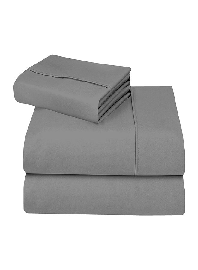 CASAVIA 3-Piece 400 Thread Count 100% Cotton Solid Luxury Twin Size Bed Sheet Set Includes 1xFitted Sheet 39x75+14 inch 1xPillow Cover 20x30 inch 1xFlat Sheet Cotton Cotton Grey 66x96inch  - Image 4
