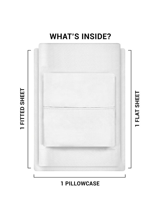 CASAVIA 3-Piece 400 Thread Count 100% Cotton Solid Luxury Twin XL Bed Sheet Set Includes 1xFitted Sheet 39x80+14 inch 1xPillow Cover 20x30 inch 1xFlat Sheet Cotton Cotton White 66x102inch  - Image 3