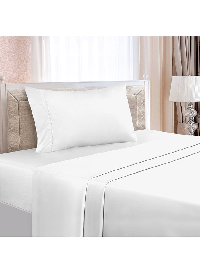 CASAVIA 3-Piece 400 Thread Count 100% Cotton Solid Luxury Twin XL Bed Sheet Set Includes 1xFitted Sheet 39x80+14 inch 1xPillow Cover 20x30 inch 1xFlat Sheet Cotton Cotton White 66x102inch  - Image 2