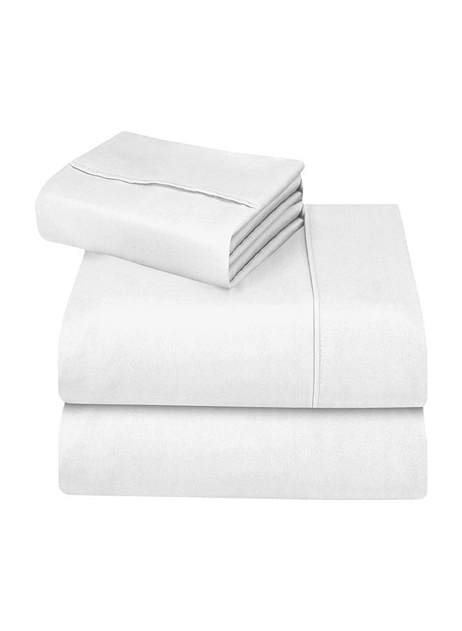 CASAVIA 3-Piece 400 Thread Count 100% Cotton Solid Luxury Twin XL Bed Sheet Set Includes 1xFitted Sheet 39x80+14 inch 1xPillow Cover 20x30 inch 1xFlat Sheet Cotton Cotton White 66x102inch  - Image 4