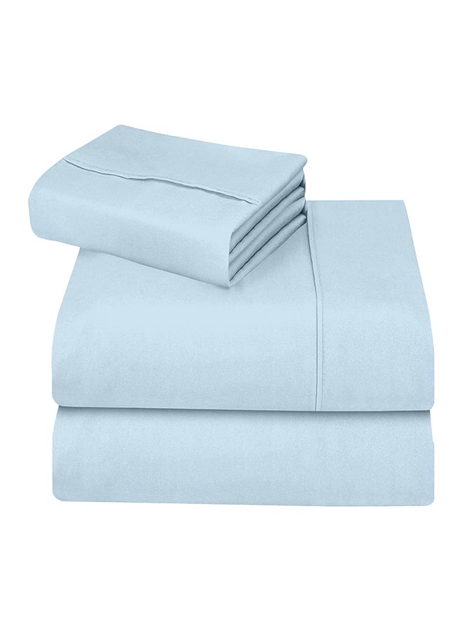 CASAVIA 3-Piece 400 Thread Count 100% Cotton Solid Luxury Twin XL Bed Sheet Set Includes 1xFitted Sheet 39x80+14 inch 1xPillow Cover 20x30 inch 1xFlat Sheet Cotton Cotton Light Blue 66x102inch  - Image 4