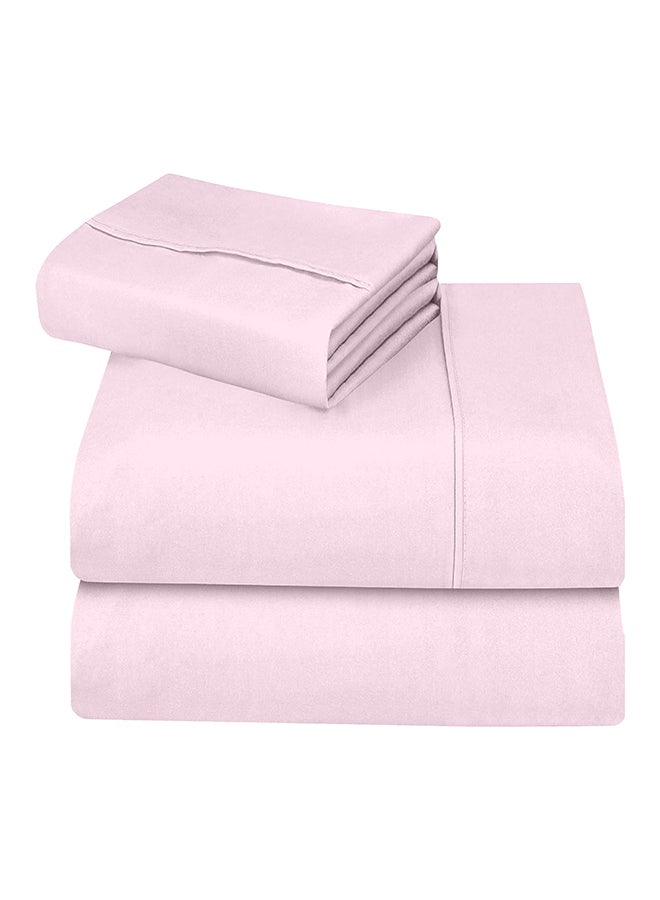 CASAVIA 3-Piece 400 Thread Count 100% Cotton Solid Luxury Twin XL Bed Sheet Set Includes 1xFitted Sheet 39x80+14 inch 1xPillow Cover 20x30 inch 1xFlat Sheet Cotton Cotton Pink 66x102inch  - Image 4