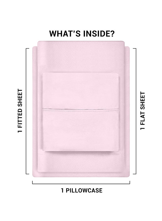 CASAVIA 3-Piece 400 Thread Count 100% Cotton Solid Luxury Twin XL Bed Sheet Set Includes 1xFitted Sheet 39x80+14 inch 1xPillow Cover 20x30 inch 1xFlat Sheet Cotton Cotton Pink 66x102inch  - Image 3