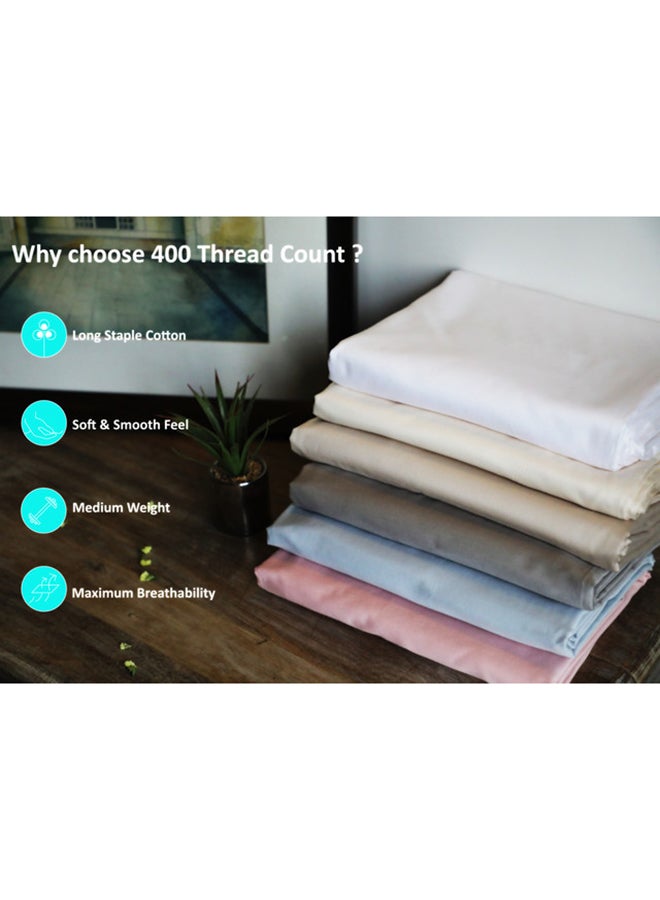 CASAVIA - 3-Piece 400 Thread Count 100% Cotton Solid Luxury Twin XL Bed Sheet Set Includes 1xFitted Sheet 39x80+14 inch 1xPillow Cover 20x30 inch 1xFlat Sheet Cotton Cotton Cream 66x102inch - Image 1