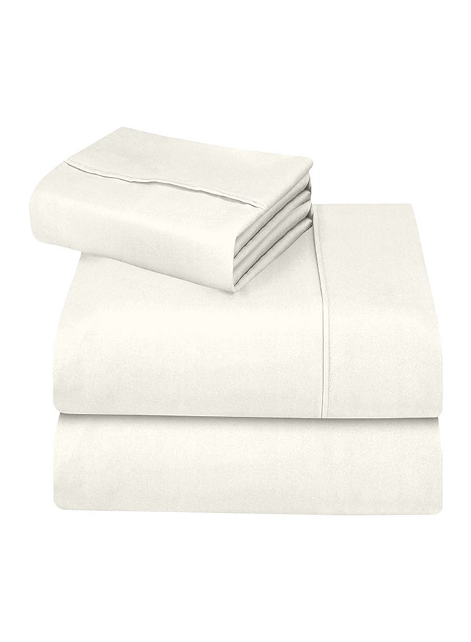CASAVIA - 3-Piece 400 Thread Count 100% Cotton Solid Luxury Twin XL Bed Sheet Set Includes 1xFitted Sheet 39x80+14 inch 1xPillow Cover 20x30 inch 1xFlat Sheet Cotton Cotton Cream 66x102inch - Image 1