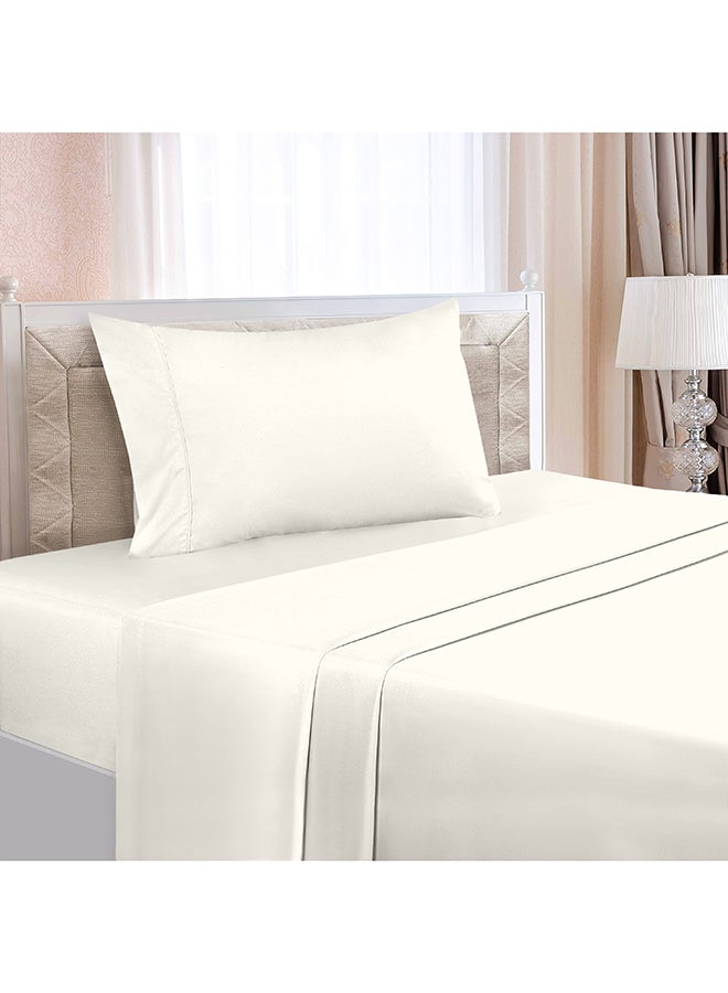 CASAVIA - 3-Piece 400 Thread Count 100% Cotton Solid Luxury Twin XL Bed Sheet Set Includes 1xFitted Sheet 39x80+14 inch 1xPillow Cover 20x30 inch 1xFlat Sheet Cotton Cotton Cream 66x102inch - Image 1