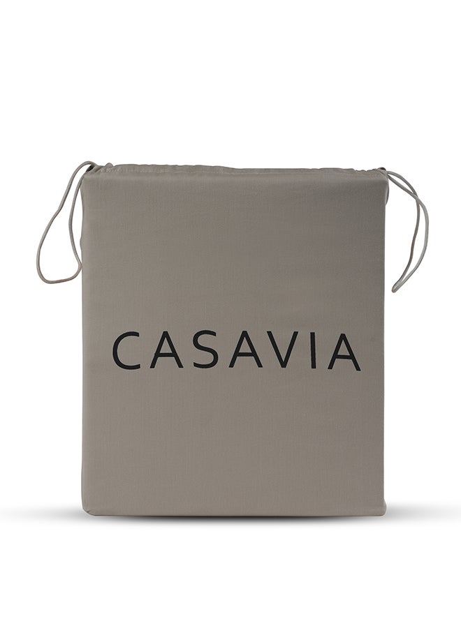 CASAVIA 3-Piece 400 Thread Count 100% Cotton Solid Luxury Twin XL Bed Sheet Set Includes 1xFitted Sheet 39x80+14 inch 1xPillow Cover 20x30 inch 1xFlat Sheet Cotton Cotton Taupe 66x102inch  - Image 5