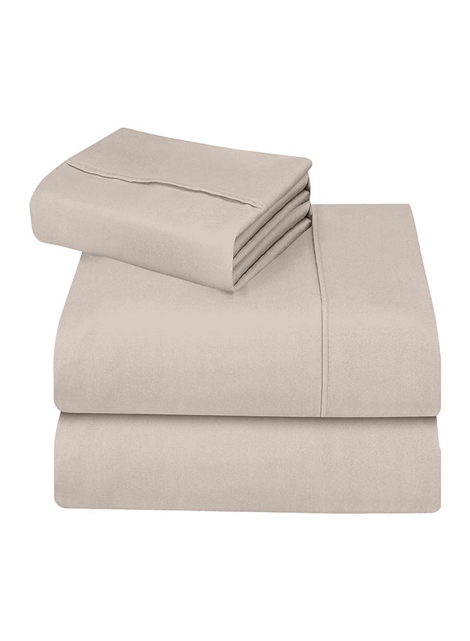 CASAVIA 3-Piece 400 Thread Count 100% Cotton Solid Luxury Twin XL Bed Sheet Set Includes 1xFitted Sheet 39x80+14 inch 1xPillow Cover 20x30 inch 1xFlat Sheet Cotton Cotton Taupe 66x102inch  - Image 4