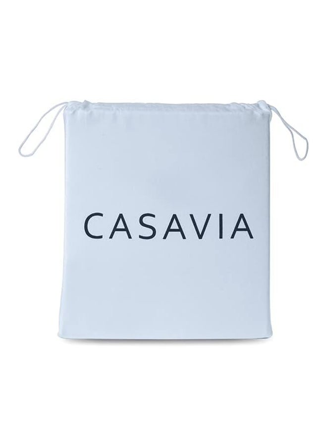 CASAVIA 4-Piece 400 Thread Count 100% Cotton Solid Luxury Twin Size Bed Sheet Set Includes 1xFitted Sheet 39x75+14 inch 2xPillow Cover 20x30 inch 1xFlat Sheet Cotton Cotton Light Blue 66x96inch  - Image 5