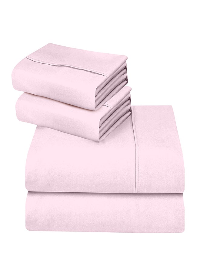 CASAVIA 4-Piece 400 Thread Count 100% Cotton Solid Luxury Twin Bed Sheet Set Includes 1xFitted Sheet 39x75+14 inch 2xPillow Cover 20x30 inch 1xFlat Sheet Cotton Light Cotton Pink 66x96inch  - Image 4