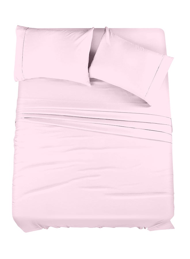 CASAVIA 4-Piece 400 Thread Count 100% Cotton Solid Luxury Twin Bed Sheet Set Includes 1xFitted Sheet 39x75+14 inch 2xPillow Cover 20x30 inch 1xFlat Sheet Cotton Light Cotton Pink 66x96inch  - Image 1