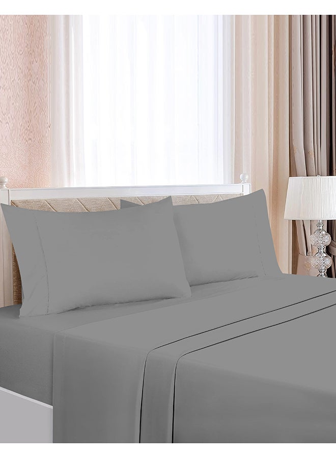 CASAVIA 4-Piece 400 Thread Count 100% Cotton Solid Luxury Twin Size Bed Sheet Set Includes 1xFitted Sheet 39x75+14 inch 2xPillow Cover 20x30 inch 1xFlat Sheet Cotton Cotton Grey 66x96inch  - Image 2