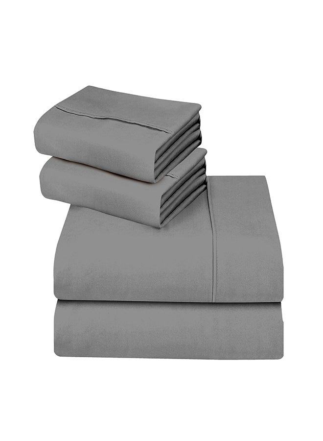 CASAVIA 4-Piece 400 Thread Count 100% Cotton Solid Luxury Twin Size Bed Sheet Set Includes 1xFitted Sheet 39x75+14 inch 2xPillow Cover 20x30 inch 1xFlat Sheet Cotton Cotton Grey 66x96inch  - Image 4
