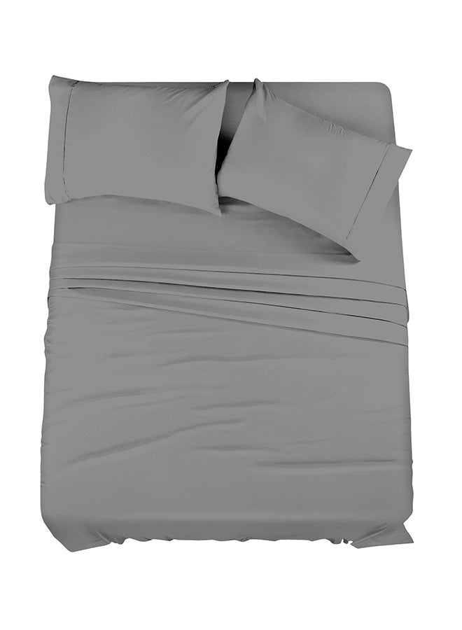 CASAVIA 4-Piece 400 Thread Count 100% Cotton Solid Luxury Twin Size Bed Sheet Set Includes 1xFitted Sheet 39x75+14 inch 2xPillow Cover 20x30 inch 1xFlat Sheet Cotton Cotton Grey 66x96inch  - Image 1