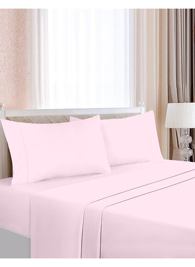 CASAVIA 4-Piece 400 Thread Count 100% Cotton Solid Luxury Twin XL Bed Sheet Set Includes 1xFitted Sheet 39x80+14 inch 2xPillow Cover 20x30 inch 1xFlat Sheet Cotton Cotton Pink 66x102inch  - Image 2