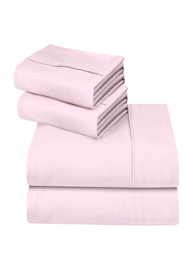 CASAVIA 4-Piece 400 Thread Count 100% Cotton Solid Luxury Twin XL Bed Sheet Set Includes 1xFitted Sheet 39x80+14 inch 2xPillow Cover 20x30 inch 1xFlat Sheet Cotton Cotton Pink 66x102inch  - Image 4